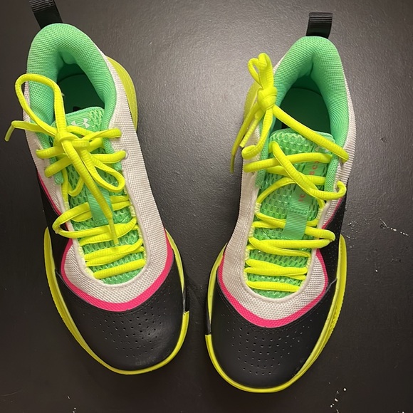 Under Armour SC 3ZER0 4 'White Vis Yellow' 3023918-102 black green pink size 5Y - Picture 2 of 8